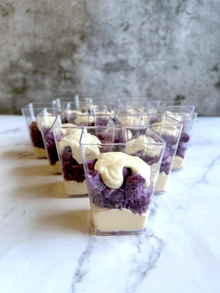 Ube Cake with Hazelnut Coffee Cream Cup