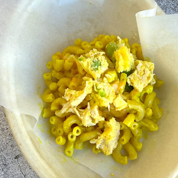 creamy chicken & egg pasta for dogs